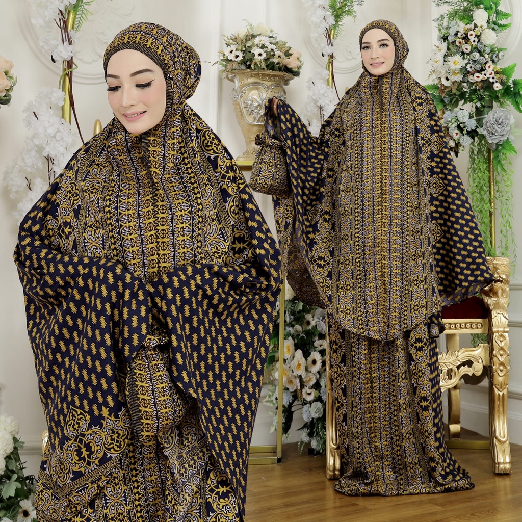 HOPYLOVY - Mukena Dewasa Jumbo Rayon Bali Terbaru Mukena Kutu Free Tas