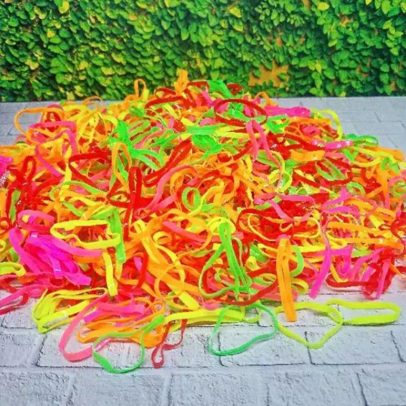 Ikat Rambut Karet Jepang Kecil 900pcs Rainbow Hitam Murah Free Pouch