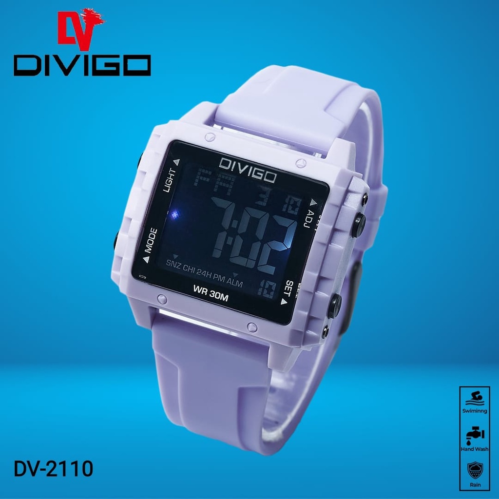 [DGS] Jam tangan digital Wanita/pria DIVIGO Digital Original DV-2110 Water Resistant 3ATM