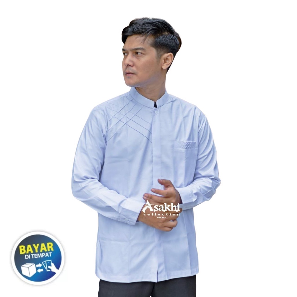 NEW MODEL  Baju koko pria dewasa lengan panjang putih polos / koko motif bordir wolverine / koko ser