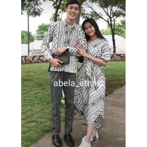 READY STOCK - Baju tenun couple - baju tenun kondangan - baju tenun prewedding - couple tenun - couple etnik - kode white 01