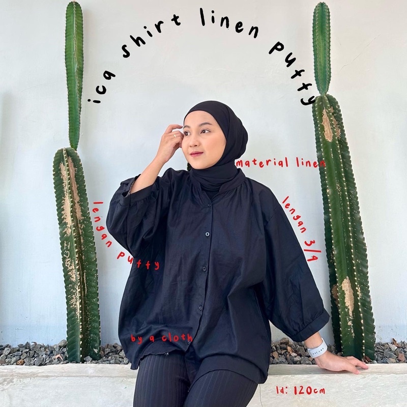 Ica Shirt - Kemeja Wanita Linen Oversize - Shirt Linen - Atasan Wanita Lengan Panjang