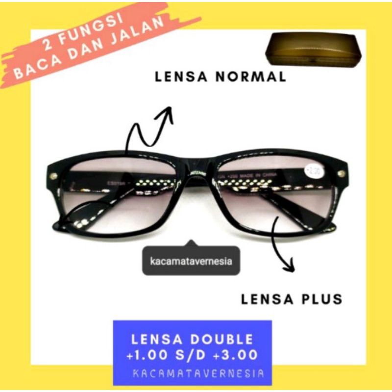 Kacamata Baca Plus Double Fokus 2 Fungsi Baca Dan Jalan Lensa Progressive Criptok Lensa Gelap Gradie