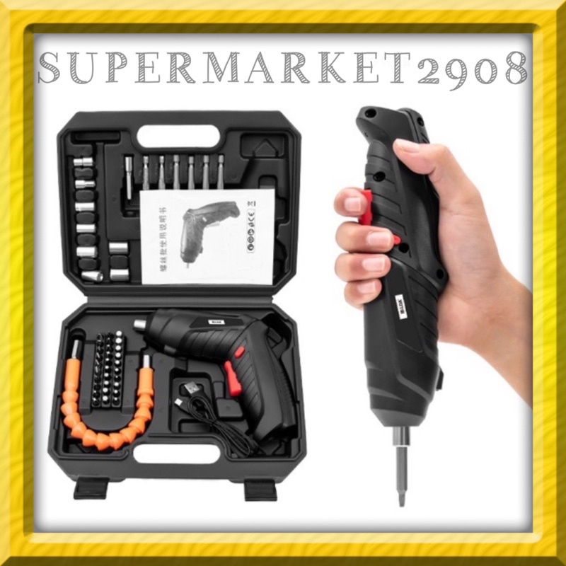 30in1 Cordless Impact Drill Mini Mesin Obeng BOR Portable Tool Box