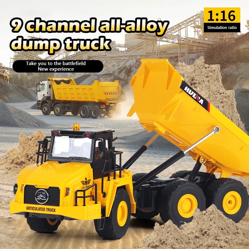 Huina 1553 RC Truck Dump 1/16 9CH Dumper Perayap Mainan Traktor