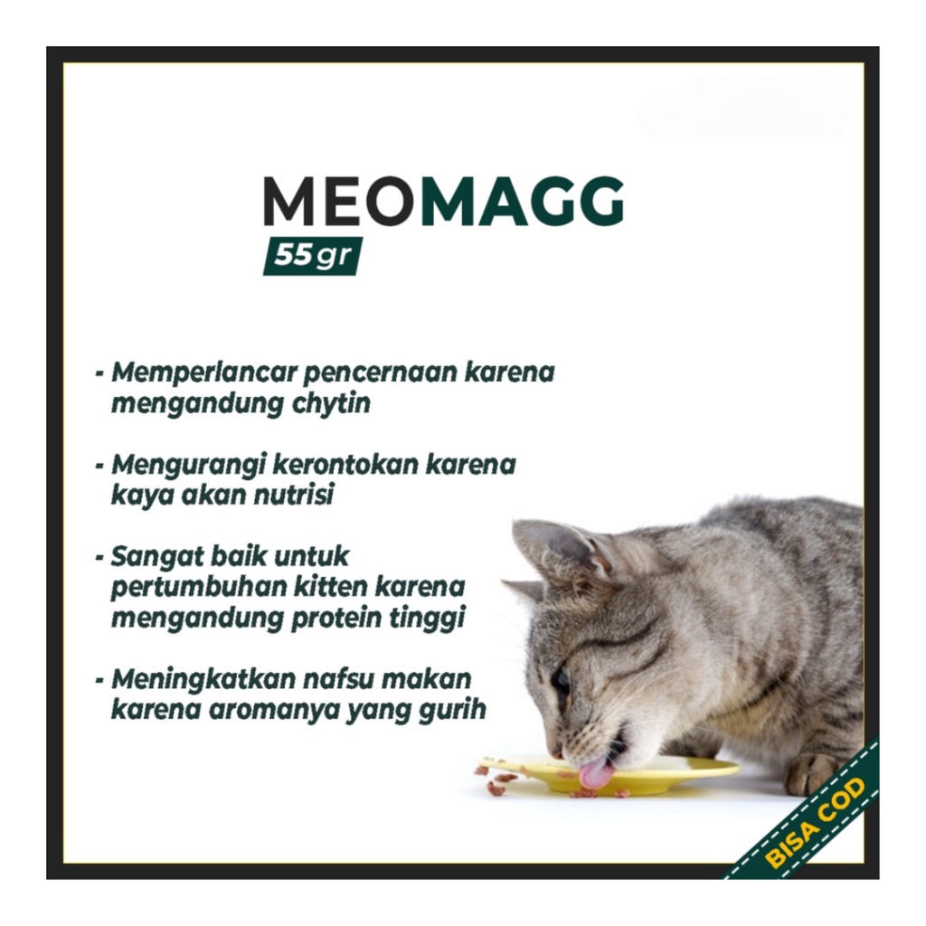 MEOMAGG Maggot Vitamin Pelebat Bulu Kucing Protein Tinggi Penambah Nafsu Makan &amp; Imun Kucing / Anabul [ CS ]