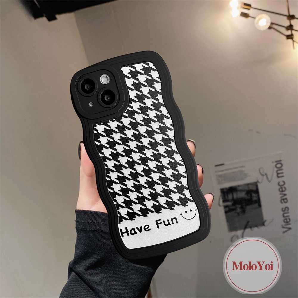 Soft Case Tpu Motif Houndstooth Untuk iPhone 7Plus 8Plus 11 XR X XS Max 6 6s 8 7 14 Pro Max 13 12 11 14 Pro Max SE 2020