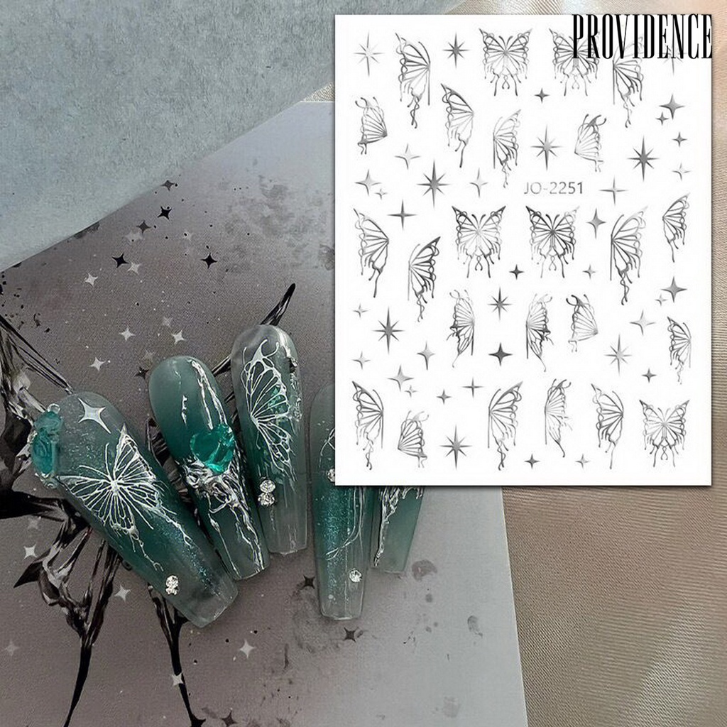 Providence 3Pcs / Set Stiker Kuku Motif Kupu-Kupu 3D Untuk Nail Art / Manicure DIY Butterfly