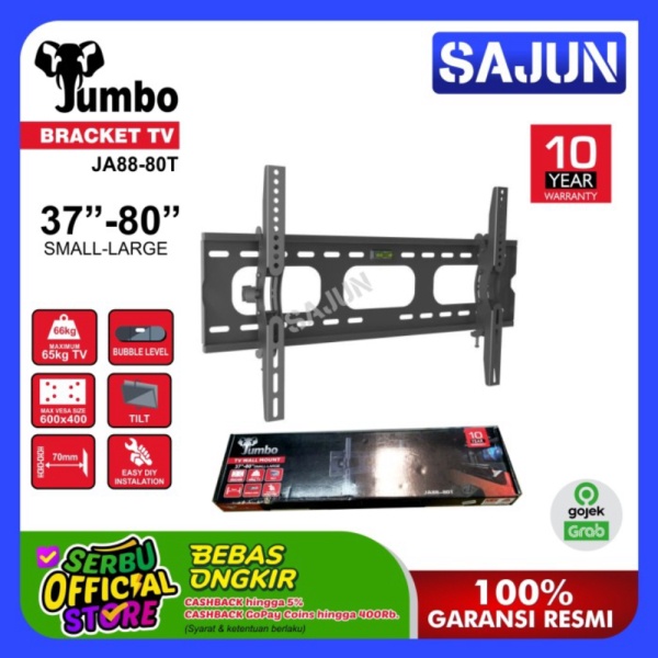 Jumbo Wall Bracket TV JA88-80T Braket LED TV utk 37-80 Inch Limited