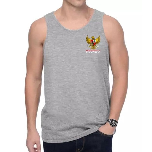 KAOS SINGLET PRIA LOGO GARUDA / SINGLET PRIA DEWASA JUMBO / BAJU KAOS SINGLET GYM / KAOS DALAM PRIA 