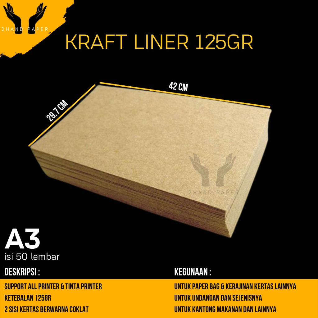 

Kertas Kraft A3 Liner 125 gsm isi 50 lembar / Kertas Bahan Paper Bag / Kertas Paper Bag