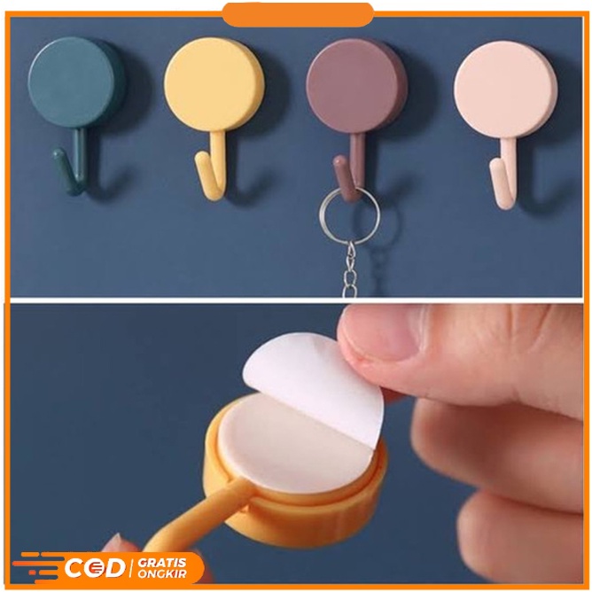 ❤ IJN ❤ Gantungan Hook Tempel Baju Dinding Serbaguna Kamar Mandi Dapur Bulat Multifungsi
