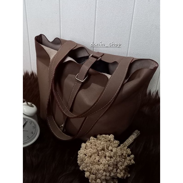 Tas Pico Kulit Asli | Tas Wanita | Kulit Sapi | Shoulder & Tote Leather Bag | Pico Etoupe Taupe