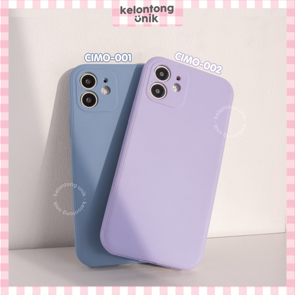 (Seri 1) iPhone - Square Edge Silicone Matte Macaron Soft Case + Lens Cover