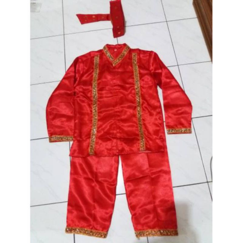 Baju Adat Makassar Bodo Anak Laki-Laki Satin Lembut