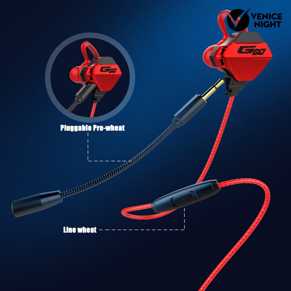 (VNEP) (Berkabel) 3.5mm Universal In-Ear Earphone Noise Reduction Gaming Headphone dengan Mic