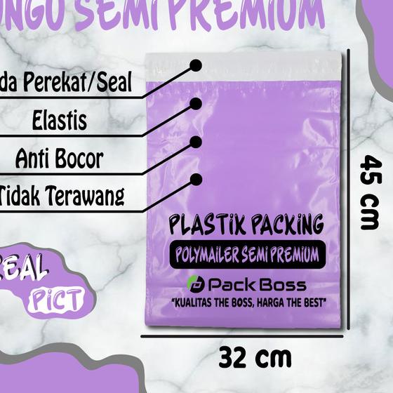 

32x45 UNGU SEMI PREMIUM POLYMAILER PACKAGING ONLINE ADA PEREKAT