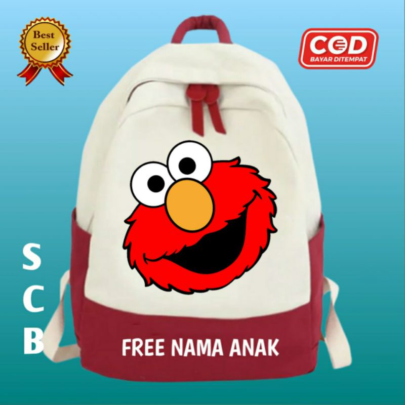 Tas ransel anak Karakter Elmo free nama