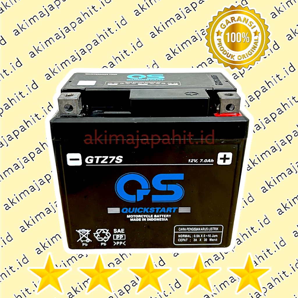Jual Aki Kering Baru GTZ7S / GTZ6V QS Quick Start Ampere Besar, Dimensi