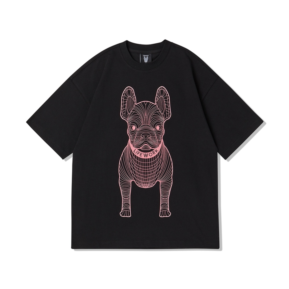 LIFEWORK Big Radog Multi Black Tee T-Shirt Kaos Korea Oversized Original 100%