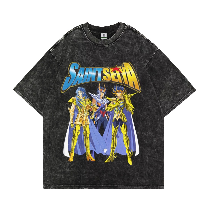 Kaos Washed Saint Seiya Vintage  T shirt Oversize