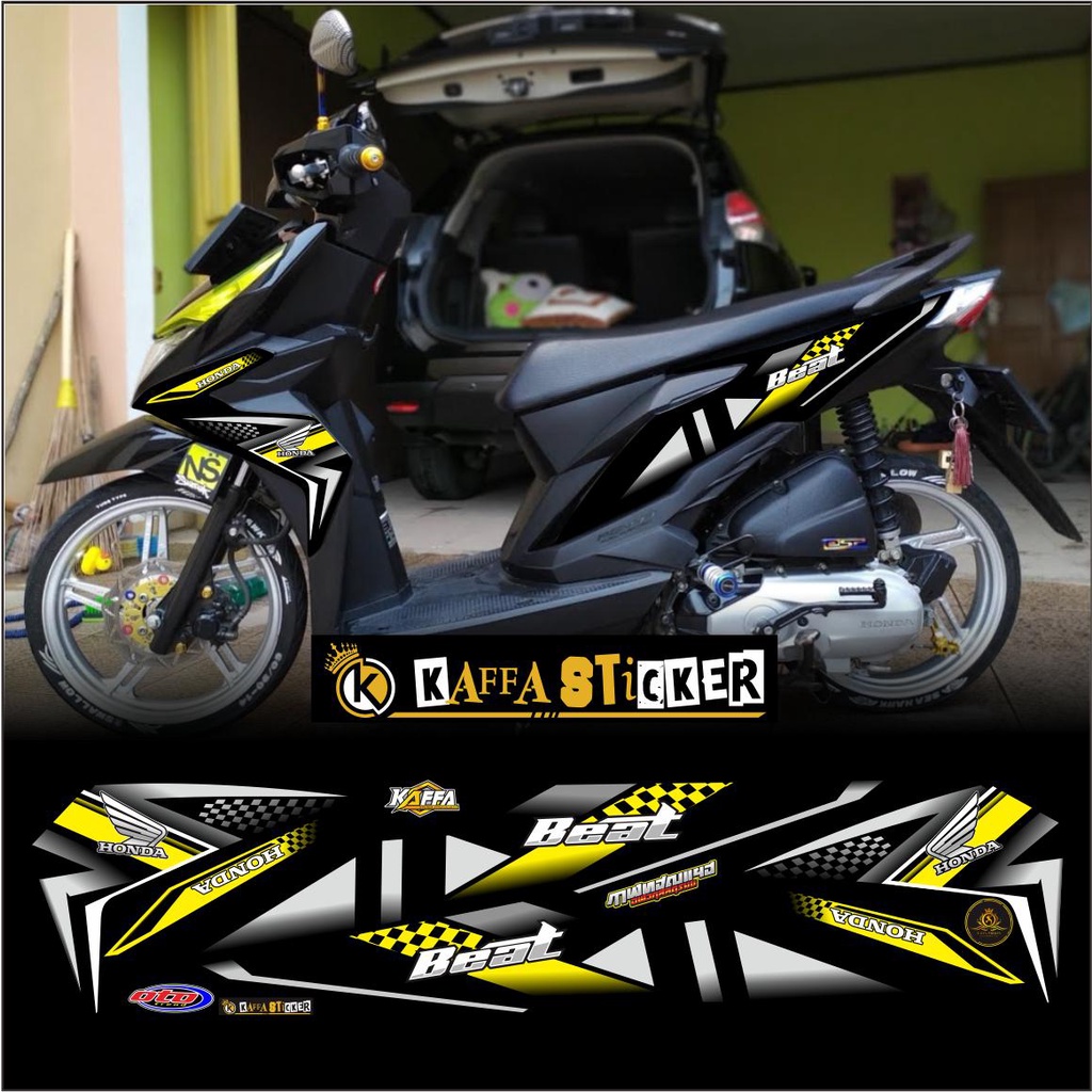 Striping Beat New Fi 2016 2019  / Striping Variasi List Beat New hitam list kuning
