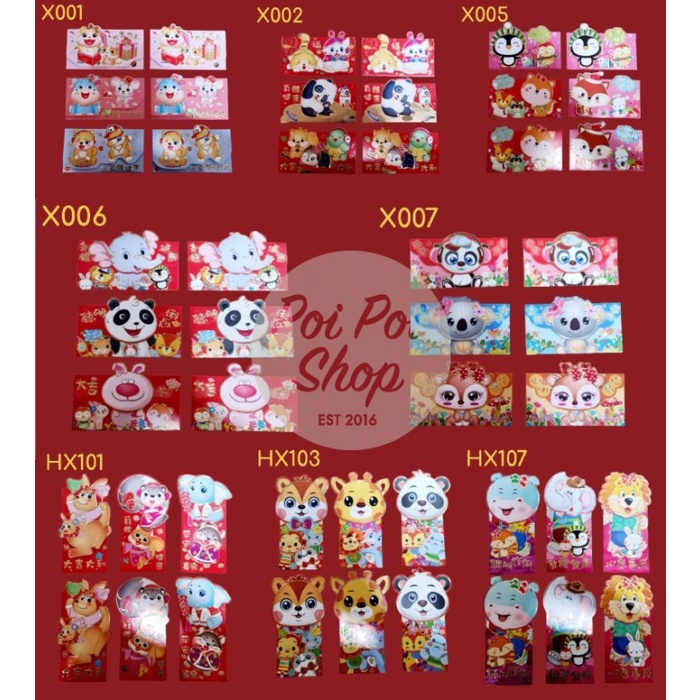 

ANGPAO IMLEK SHIO KELINCI 2023 KARTUN ANIMAL 3D DOMPET ISI 6 ANGPAU - acak/mix