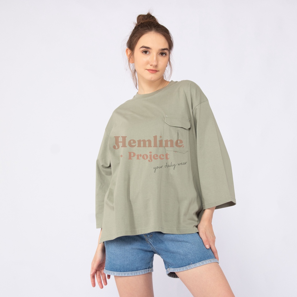 Haura Oversized Plain Top Sage Green