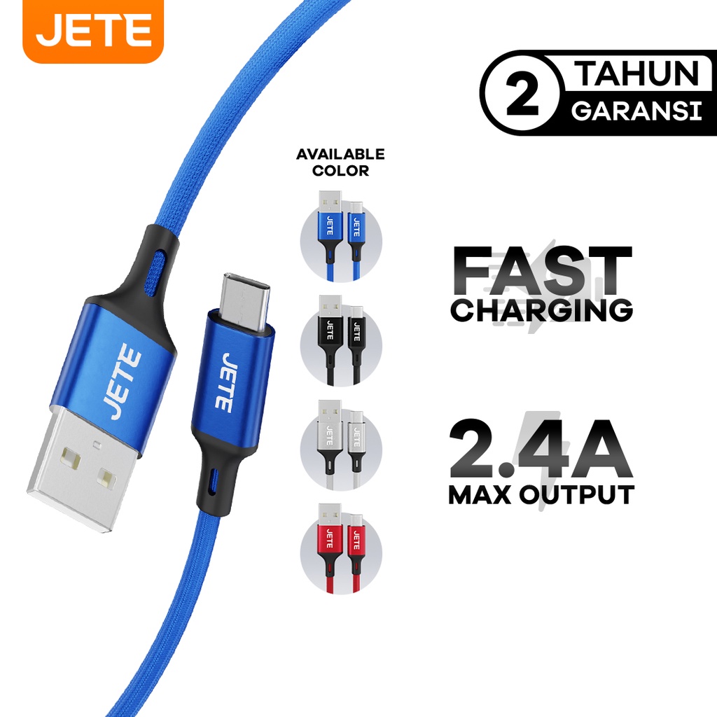 Kabel Data Kabel USB Type C Fast Charging JETE Spark - Garansi 2 Tahun