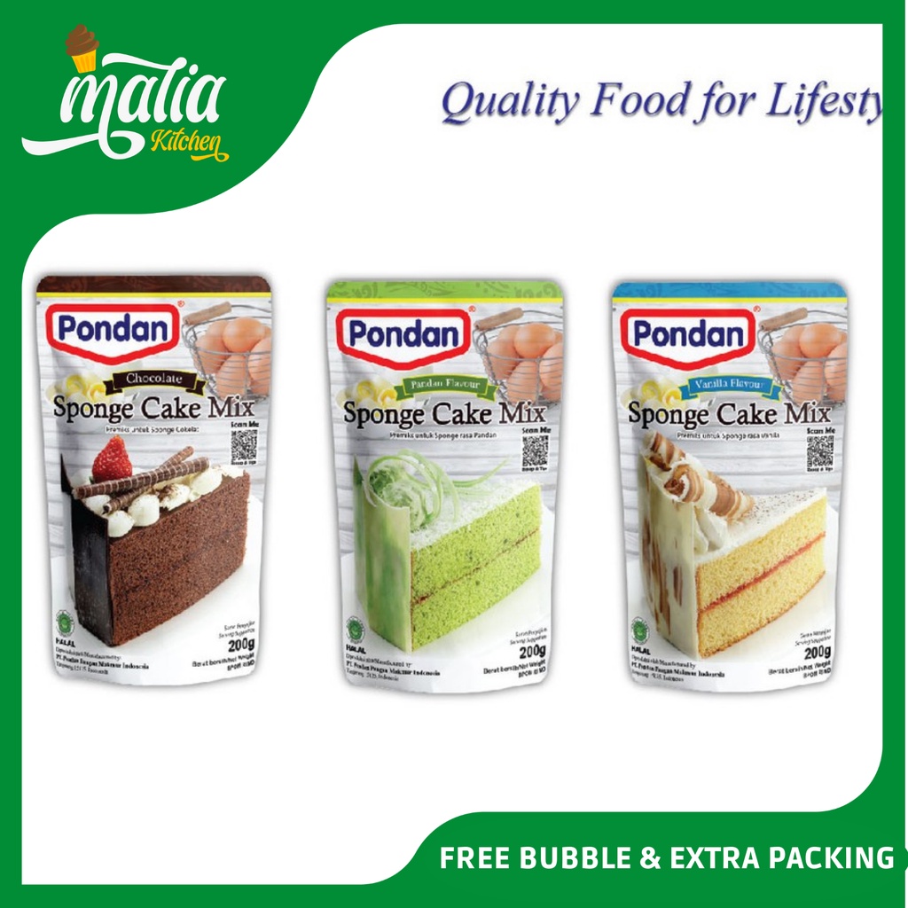 

premiks kue pondan sponge cake mix kemasan pouch 200 gram