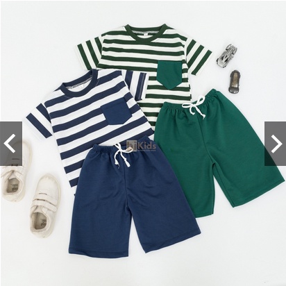 SETELAN BAJU ANAK COWOK GARIS KOMBI POLOS/  SET GARIS KOMBI POLOS 1-7TH