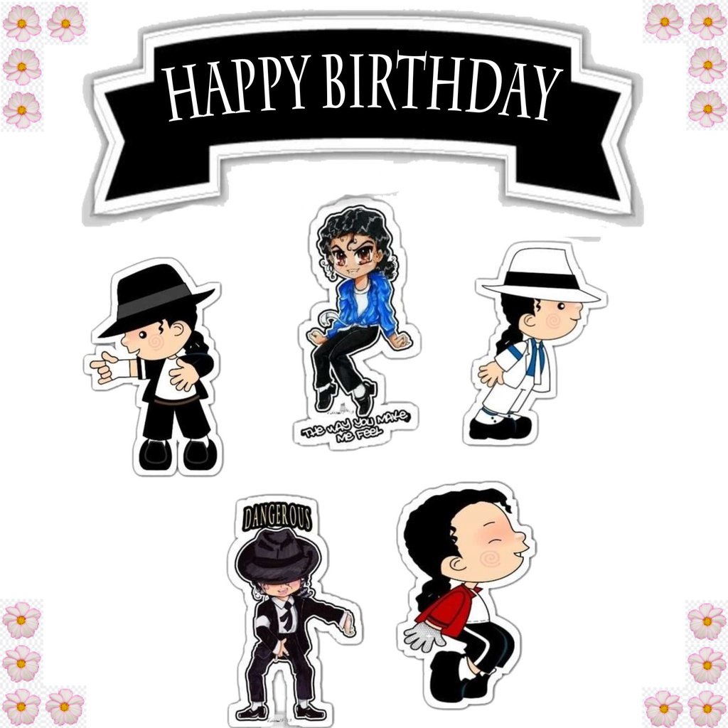 

TOPPER CAKE ULANG TAHUN / HIASAN KUE CUSTOM MICHAEL JACKSON AENBAG TOPER KERTAS
