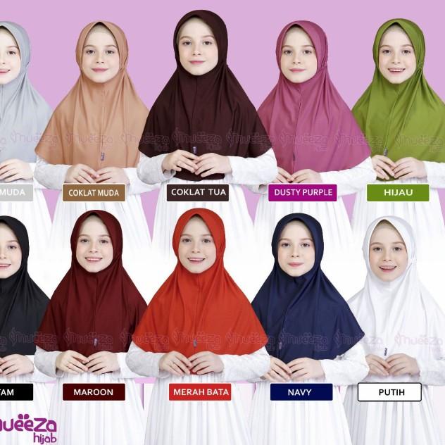 Kerudung Anak SD Instan Serut / Jilbab Bergo Anak Alsha M By Mueeza - Marun