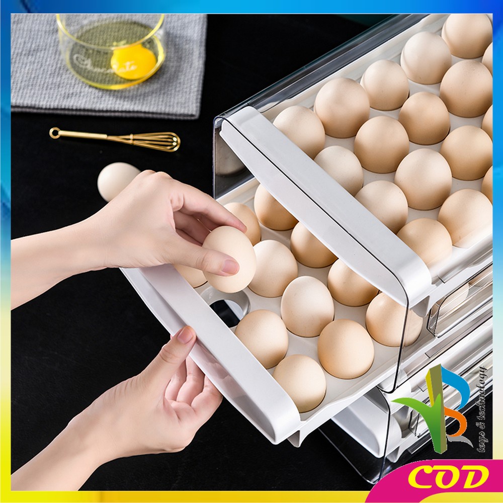 RB-C268 Tempat Penyimpanan Telur 2 Tingkat Egg Storage Box Organizer Rak Telur 2 Susun Kotak Telur