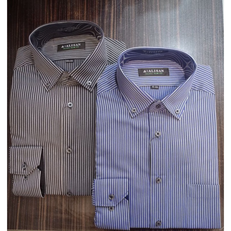 Kemeja Alisan Jumbo Motif Garis Lengan Panjang
