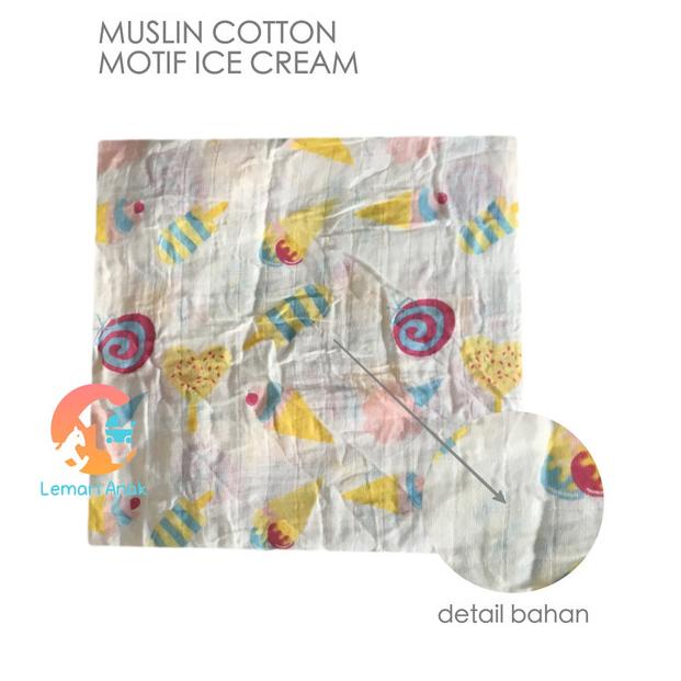 Muslin Cotton Organic - Muslin Blanket - Bedong Muslin - ICE CREAM