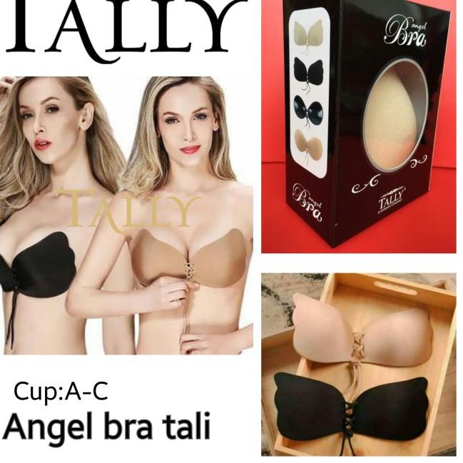 ANGEL WINGS BRA TALI SILIKON BRA TALLY (ADA BOX) TRUSTED ORIGINAL - Hitam, CupCTanpaKardus