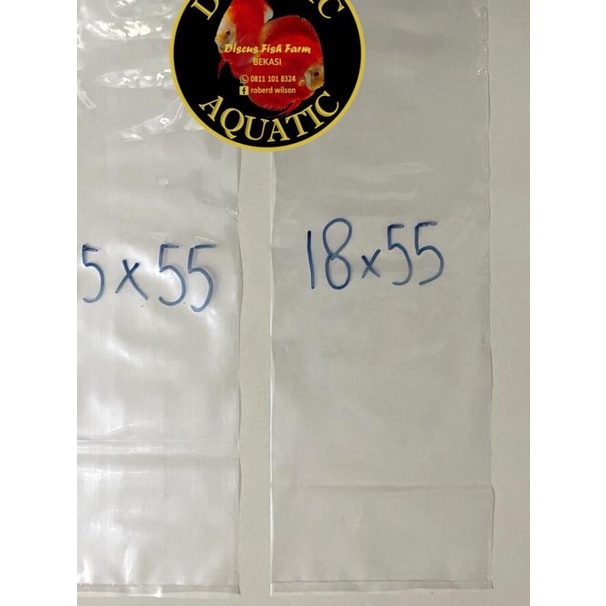 PLASTIK PACKING BUNGKUS IKAN DISCUS KOI LOUHAN TEBAL 0.8MM - 22 cm x 55 cm