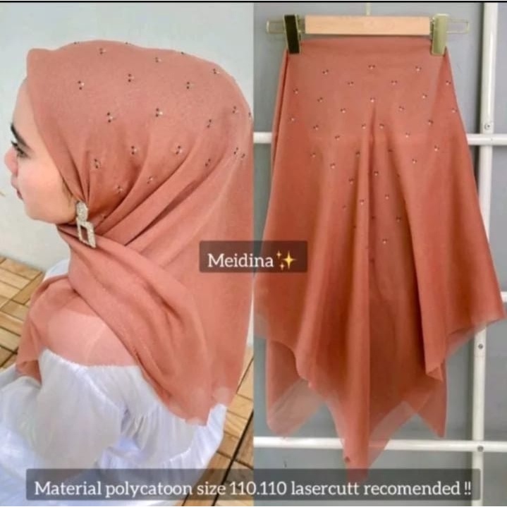 COD kerudung segiempat bella mote/payet mickey mewah pollycotton | segiempat bella square mutiara sw