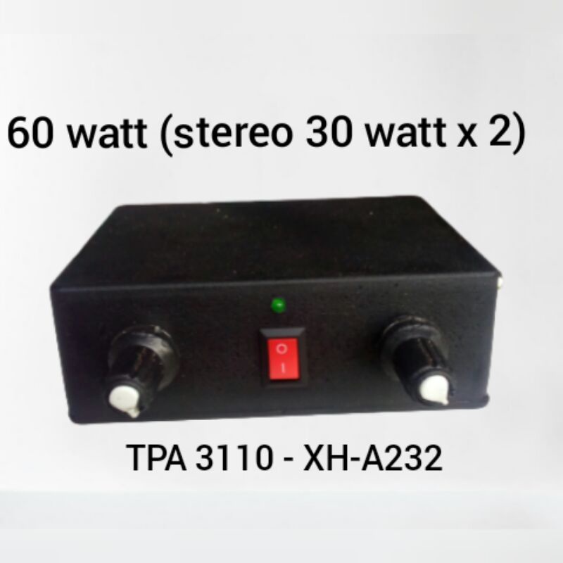 60 watt power stereo mini (30 watt x 2), 6 Watt Mini ampli 5 volt 2 chanel  2 potensio (stereo 2x3 watt) Box Besar X3