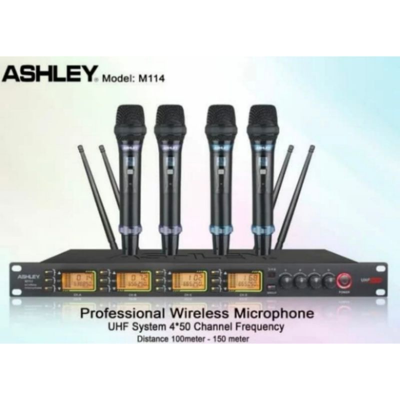 DISTRIBUTOR MIC/MICROPHONE WIRELESS ASHLEY ISI 4 MIC HANDLE PEGANG2 M114