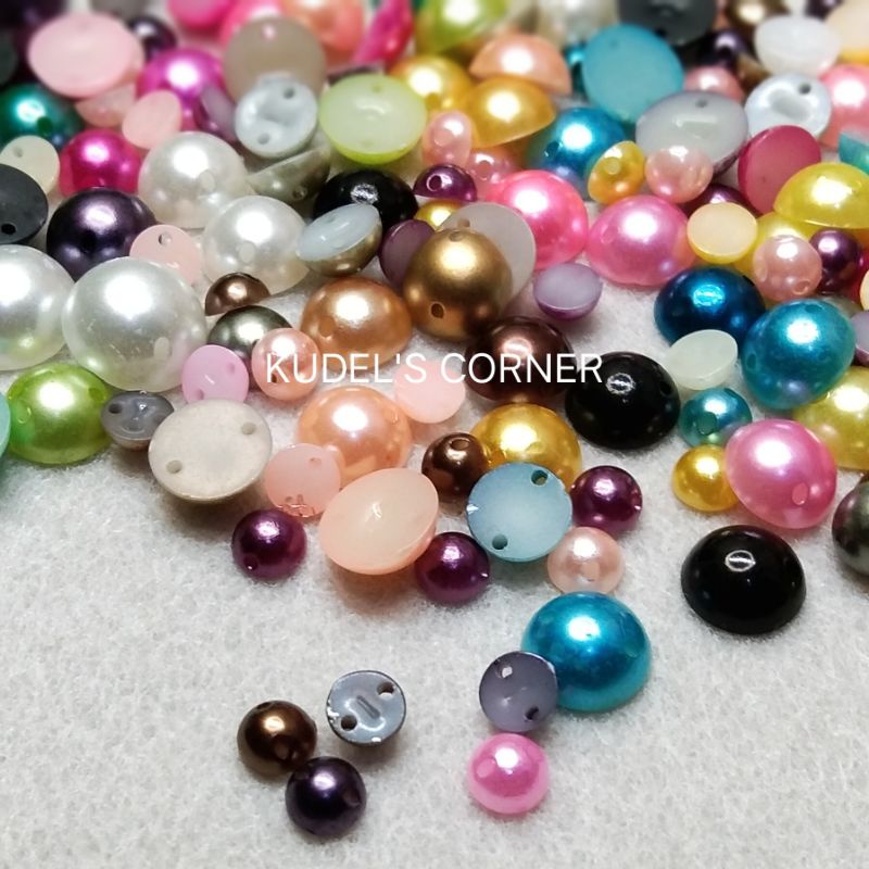 25gr mutbel / mutiara belah / half pearl mix warna dan ukuran