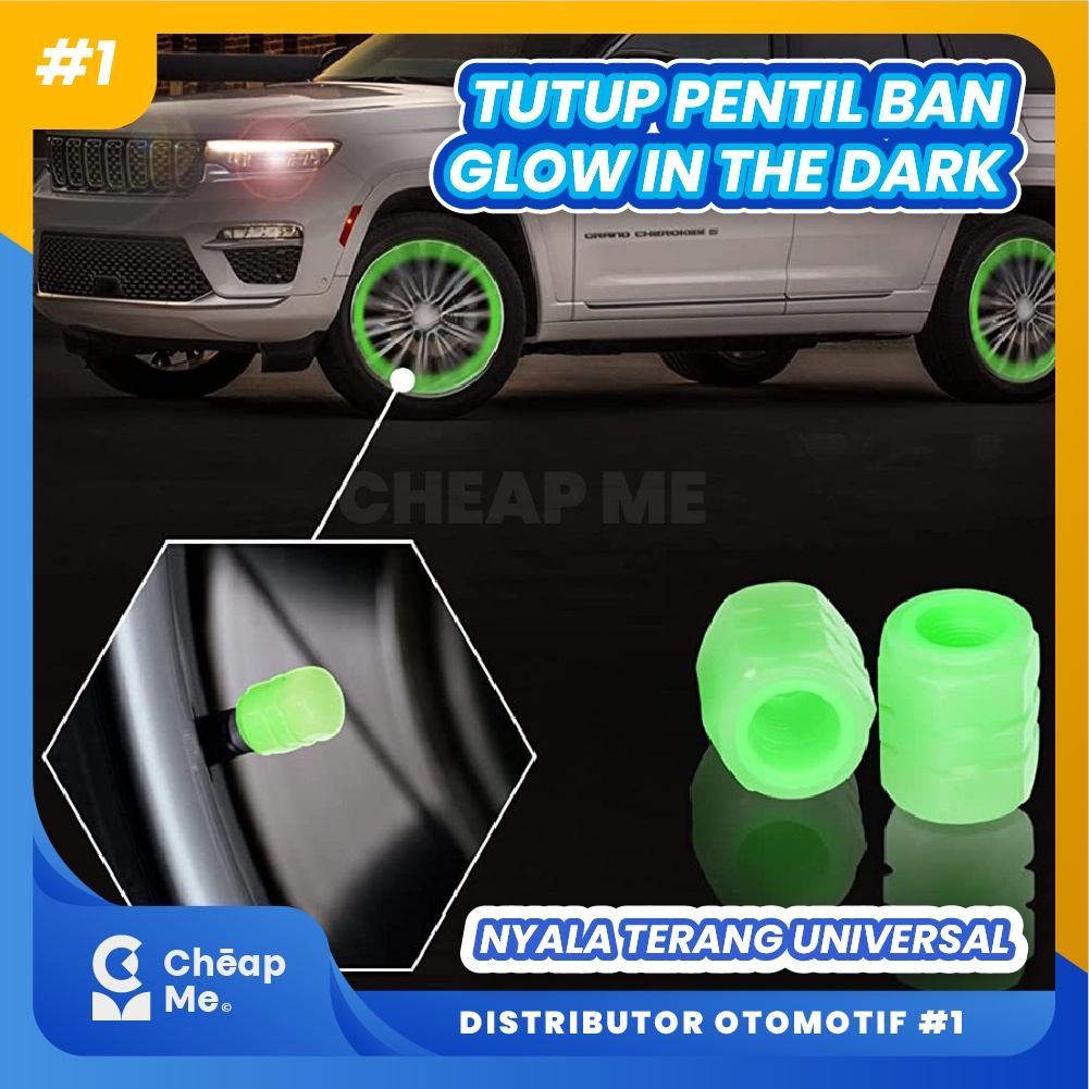 Tutup Pentil AJAIB Ban Motor Mobil Glow In The Dark Nyala Dalam Gelap / Tutup Pentil Ajaib Glow in t