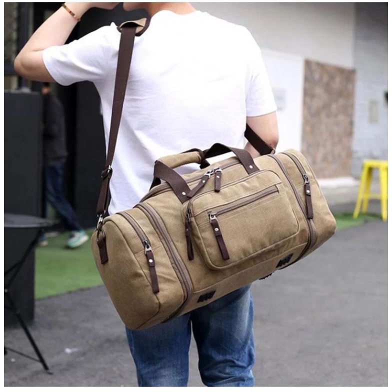 tas selempang kanvas pria travel bag pria pundak bahu tas pakaian