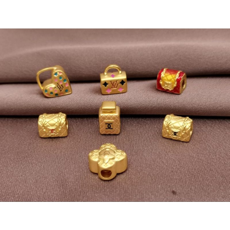 mainan charm saja untuk gelang tali/giok/krystal emas hongkong 24k 999 original emas asli