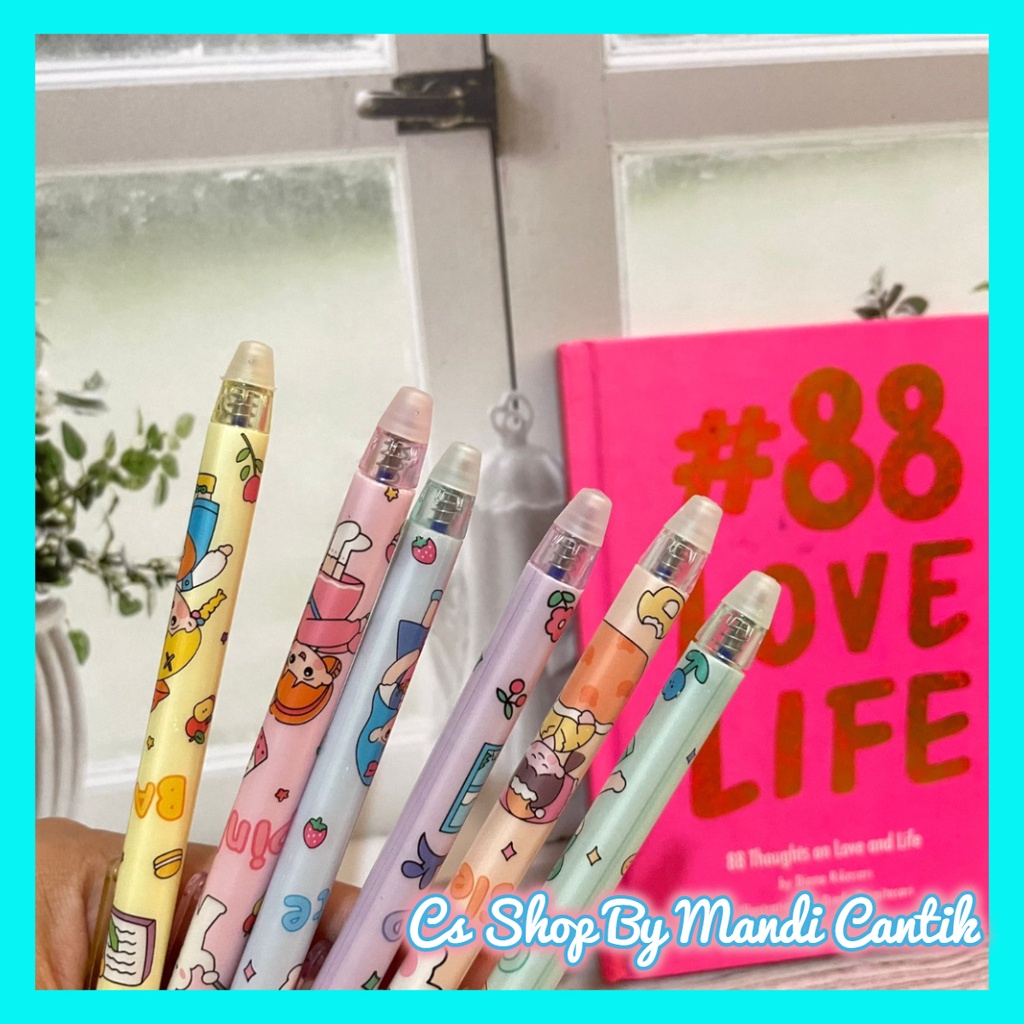 

Pulpen Motif Cetek Mekanik Karakter Cewe Erasable 1SET Isi 6pcs Bisa Dihapus