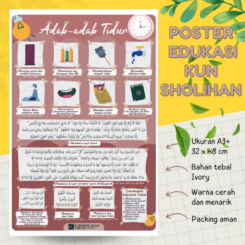 Poster adab tidur akhlak doa untuk anak