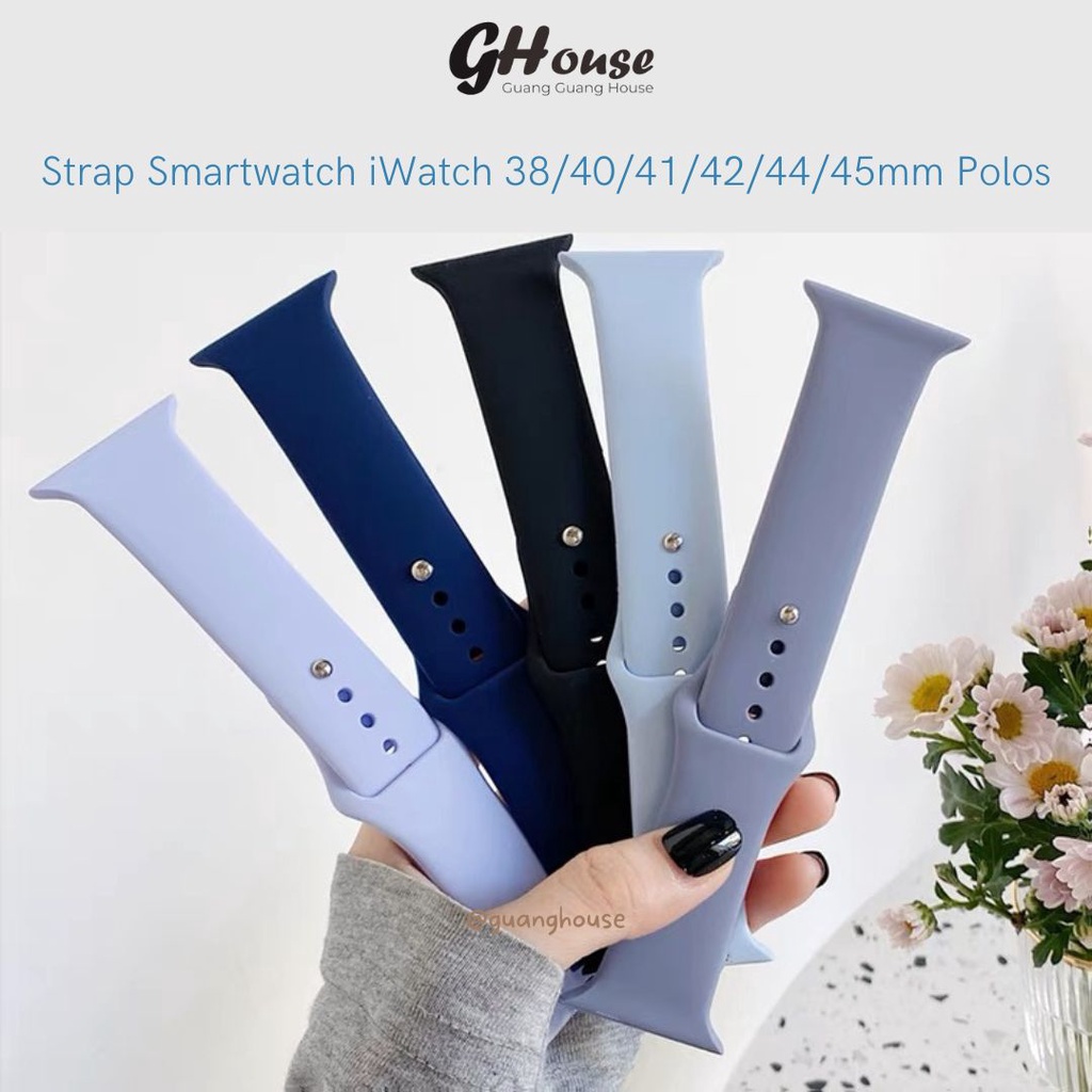 Strap iWatch Silicone Tali Jam Apple Watch Soft Silikon 38mm 40mm 41mm 42mm 44mm 45mm Bahan Silikon