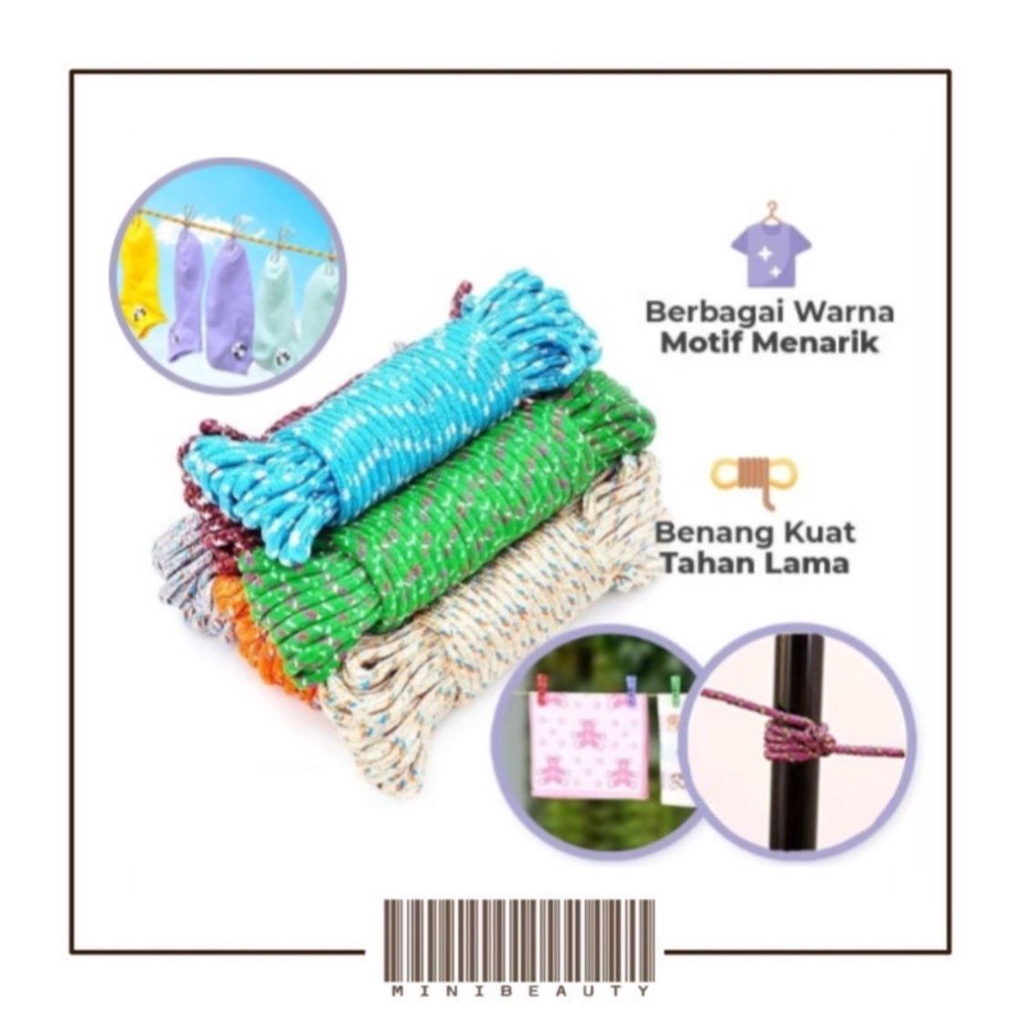 tali jemuran baju nylon 10m anti slip ikat tambang kemah camping nilon 10 meter clothesline kuat