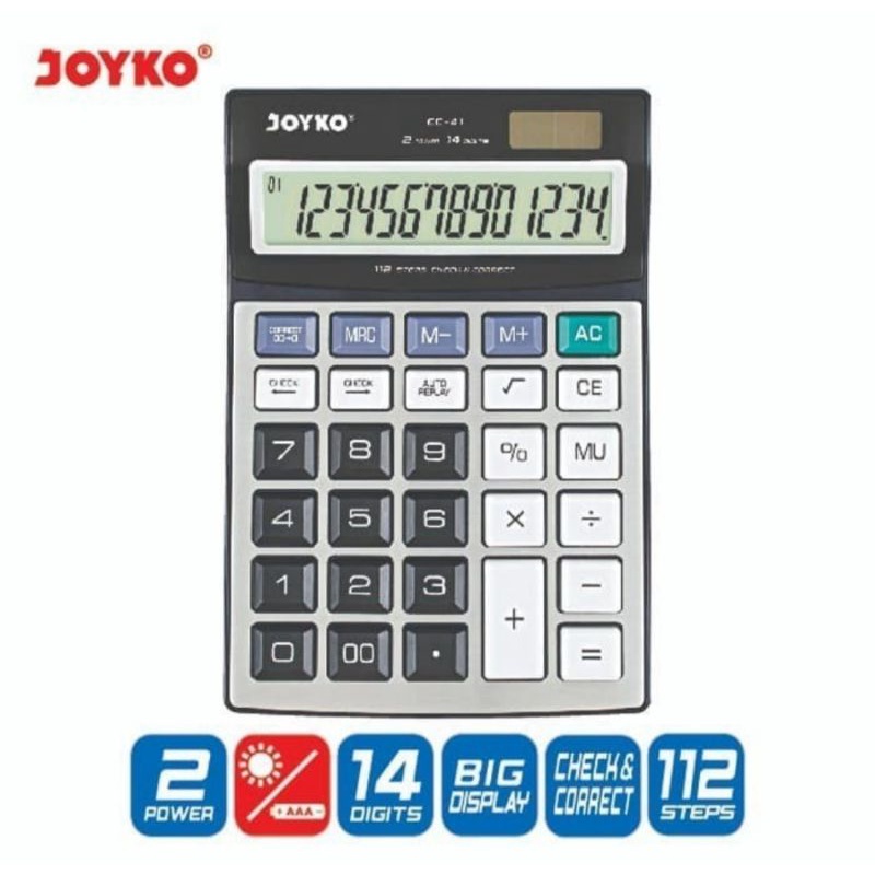 

Kalkulator Elektronik Joyko CC-41 Electronic Calculator ( 14 Digit )
